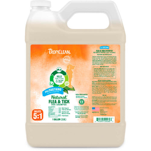 TropiClean Natural Flea & Tick Soothing Shampoo for Dogs 1 gal - Dog