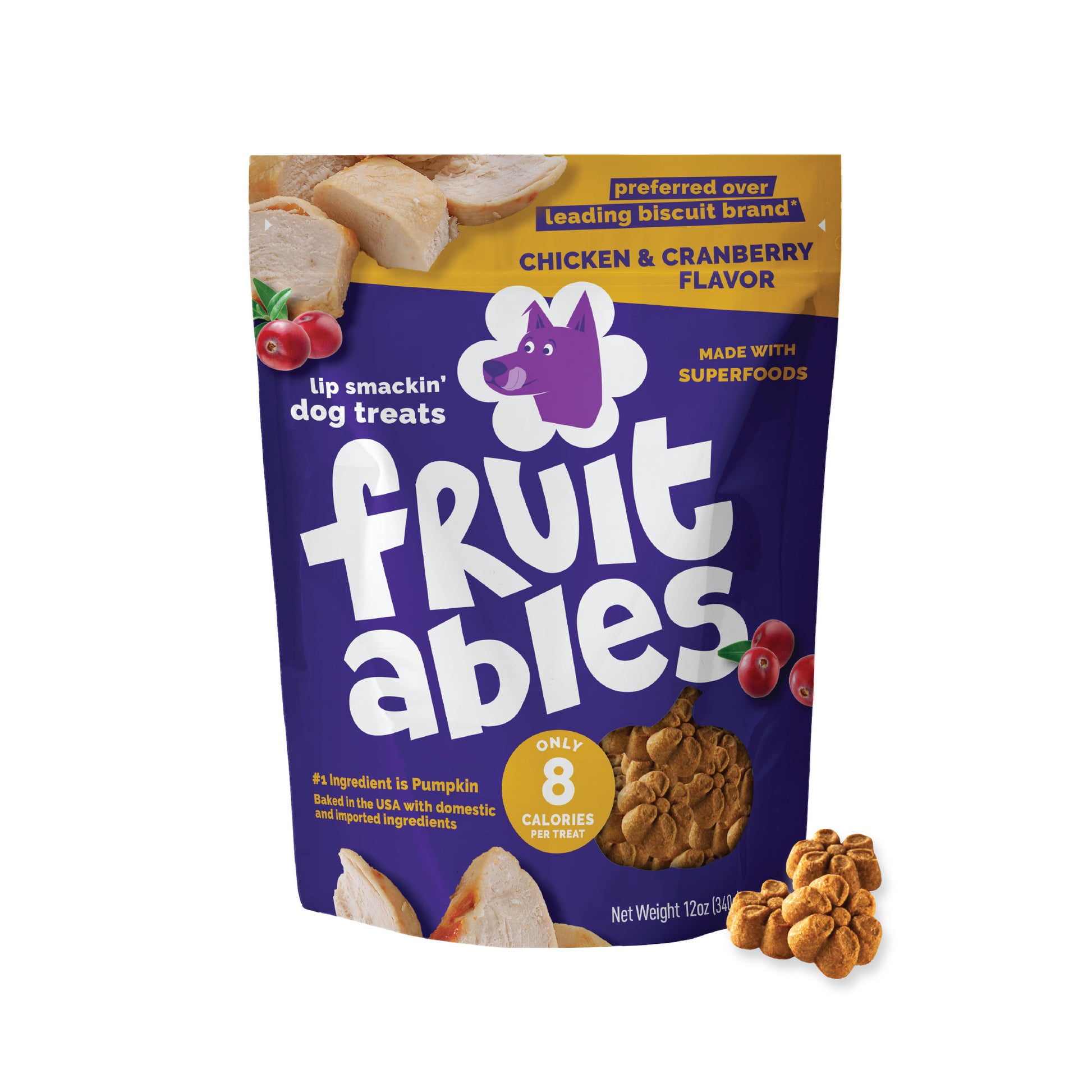 Fruitables Baked Dog Treats Chicken & Cranberry 12 oz 686960002621