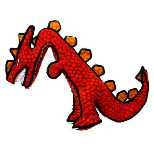 Tuffy Dinosaur Destructosaurus Durable Dog Toy Red 28in Regular