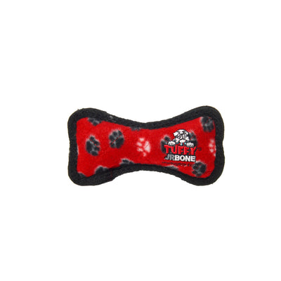 Tuffy Jr Bone Durable Dog Toy Red Paw 6.2in