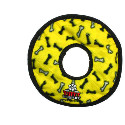 Tuffy NO STUFF Ultimate Ring Dog Toy Yellow Bone 9in