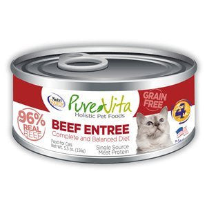 Tuffy PureVita Grain Free 96% Real Beef Liver Canned Cat Food 12/5oz{L + x}