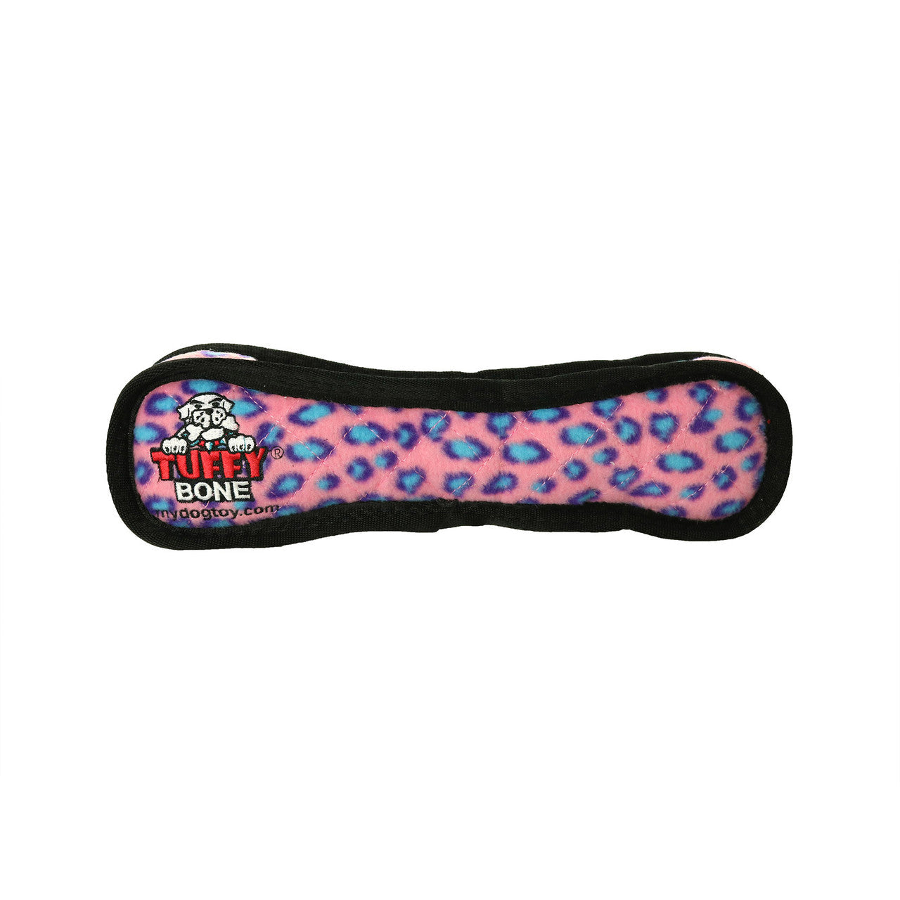 Tuffy Ultimate Bone Durable Dog Toy Pink Leopard 13in