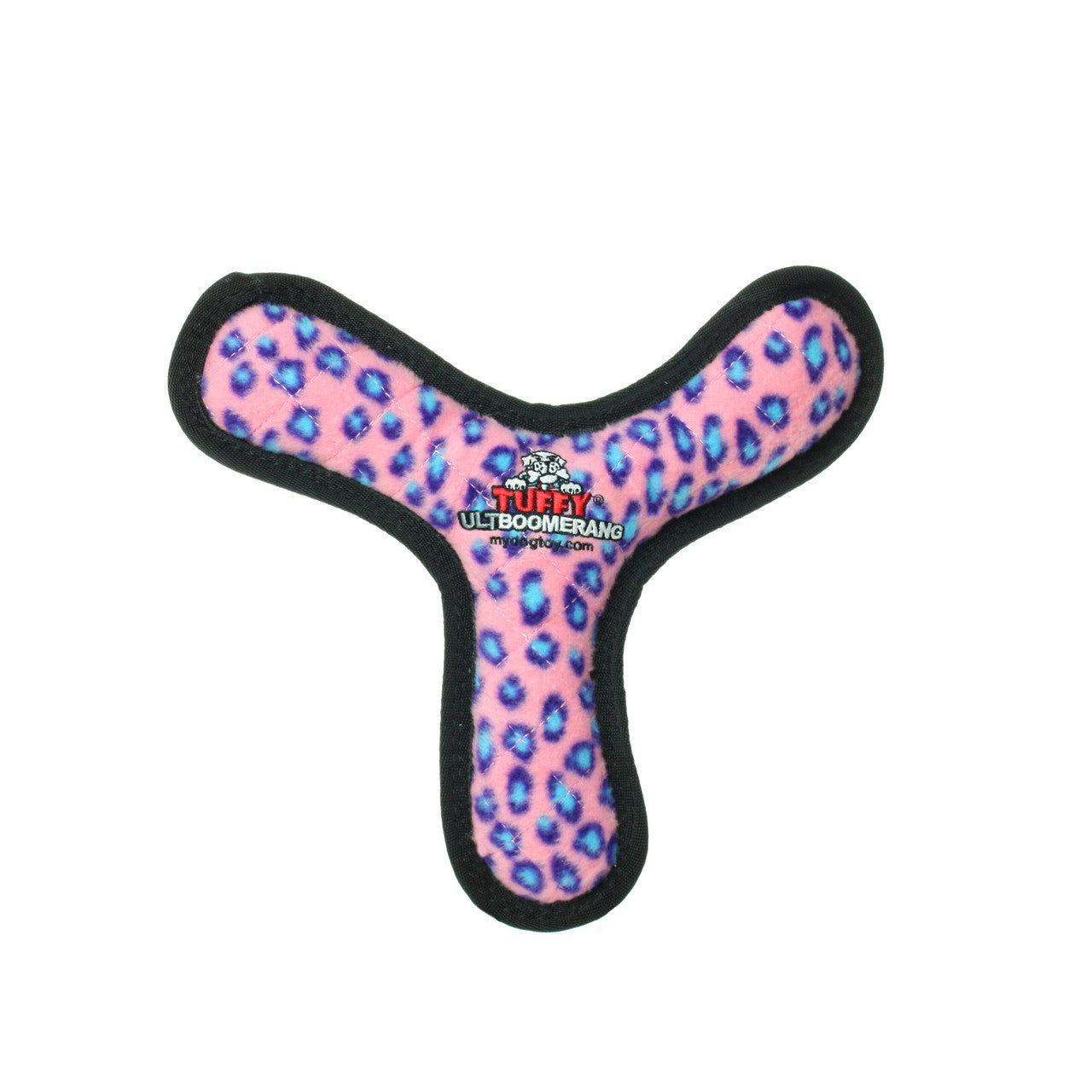 Tuffy Ultimate Boomerang Durable Dog Toy Pink Leopard 11in