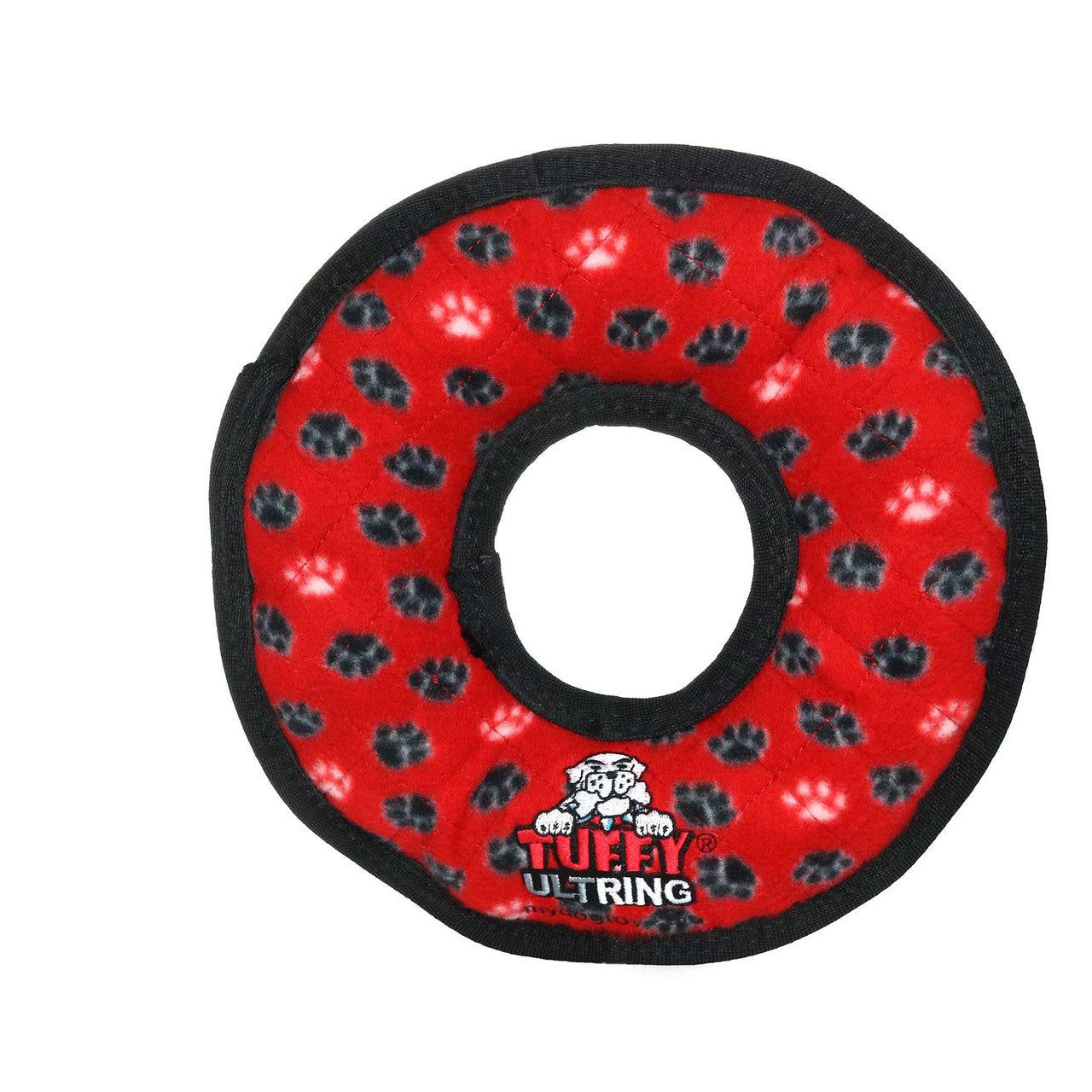 Tuffy Ultimate Ring Durable Dog Toy Red Paw 11in