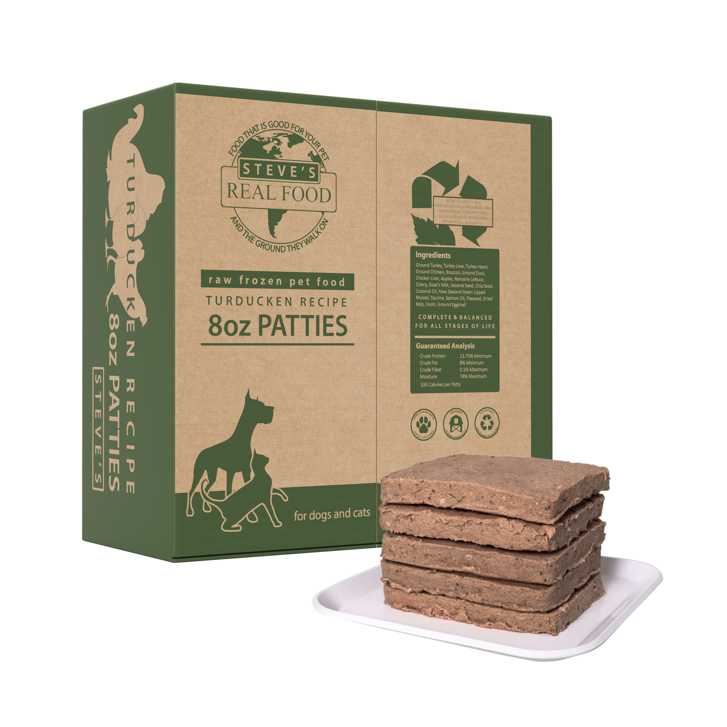 Steve's Real Food Dog Cat Frozen Turducken Patties 14lb {L-x}