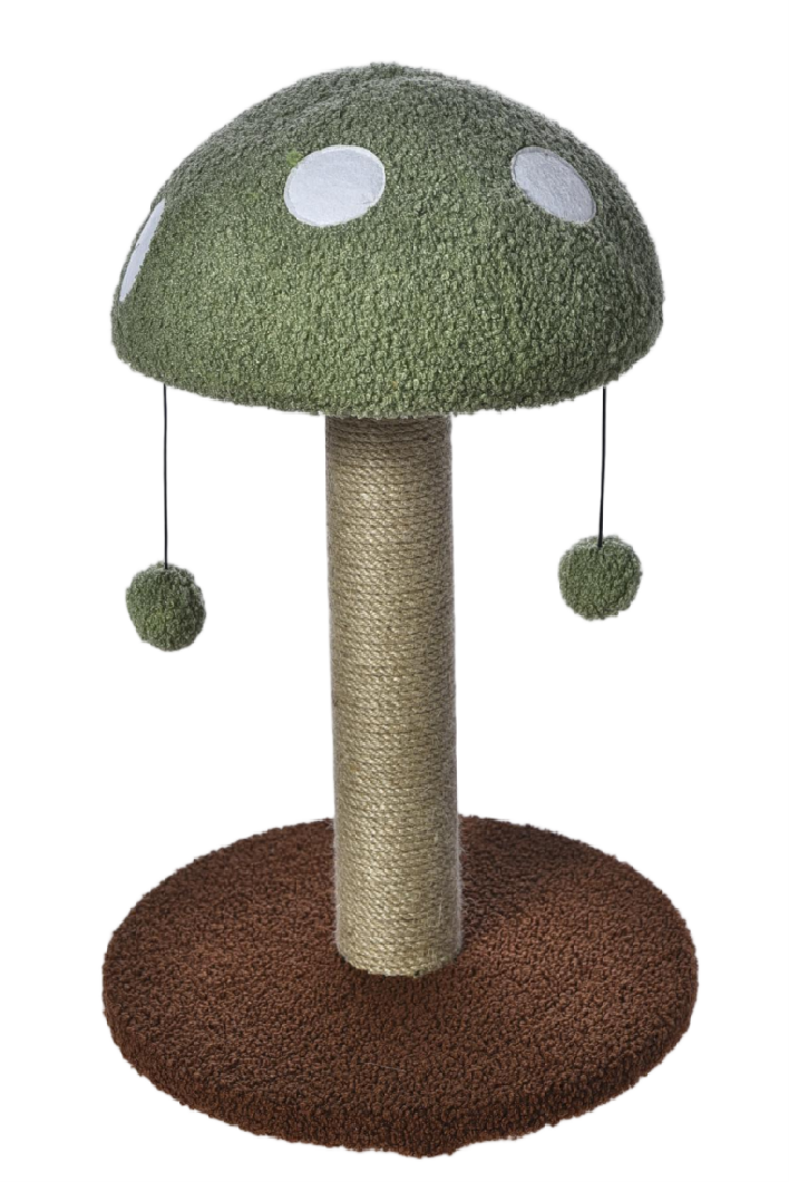 Max & Marlow Mushroom Cat Post w/ Toy Green 810162076641