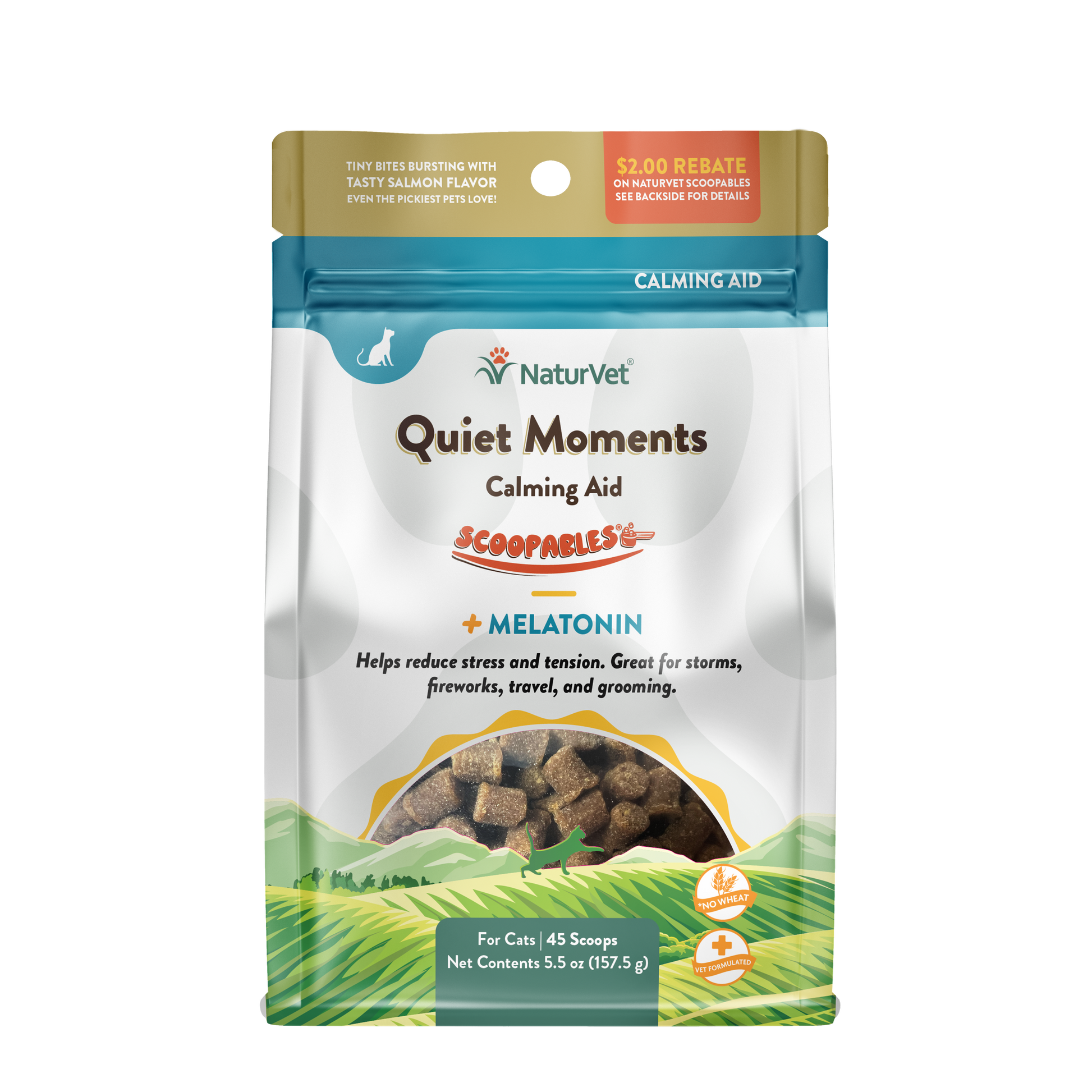 NaturVet Scoopables Quiet Moments Calming Aid +Melatonin for Cats 5.5 oz 797801605458