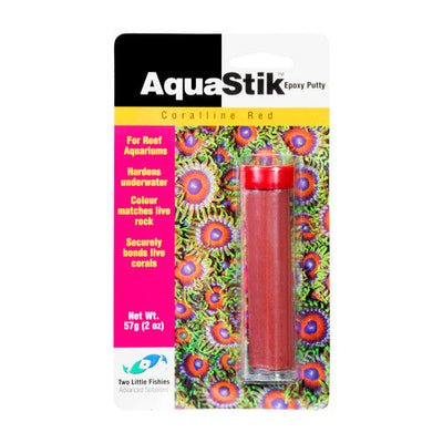 Two Little Fishies AquaStik Underwater Epoxy Putty Coralline Red 2 oz - Aquarium