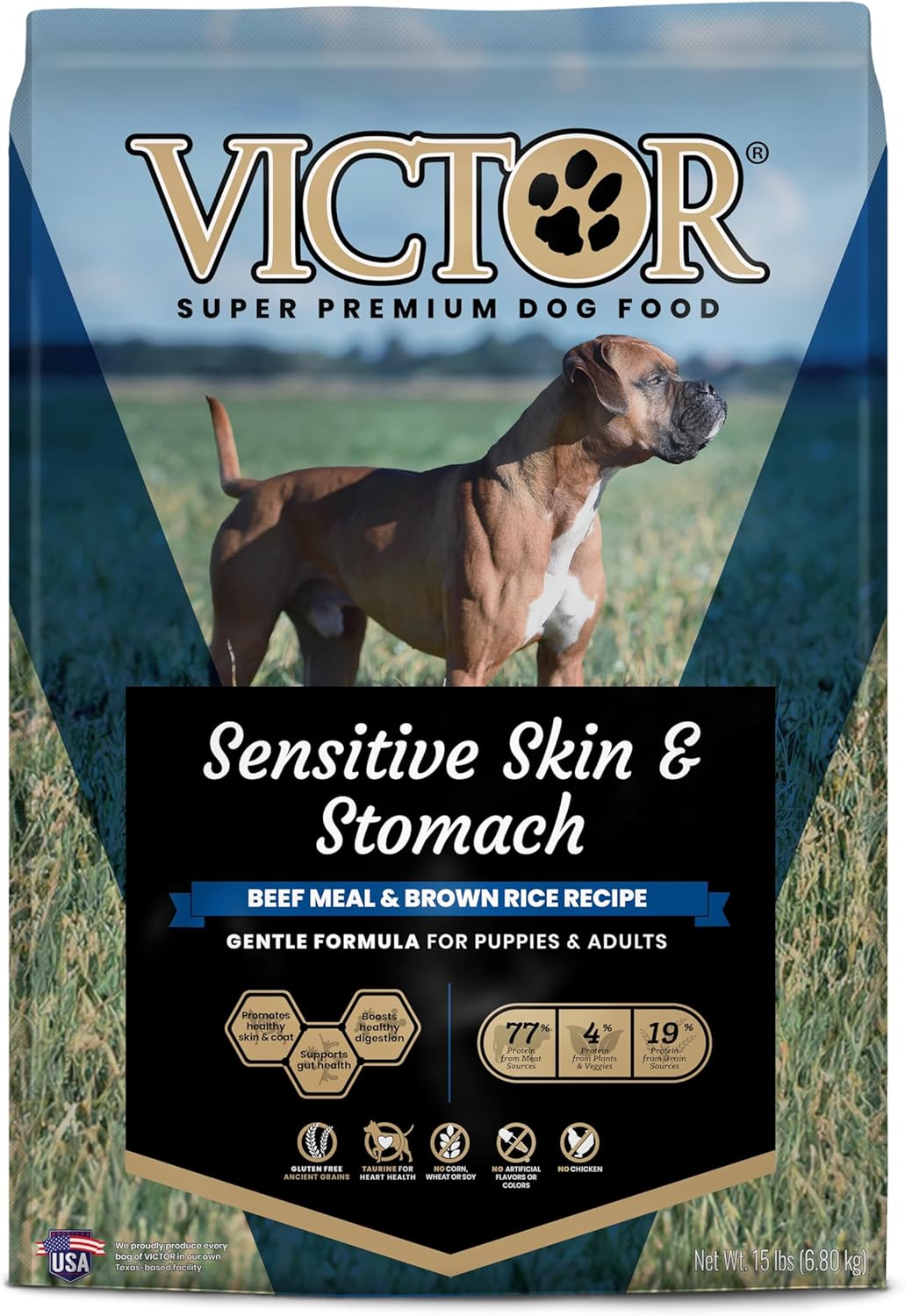 Victor Super Premium Dog Food Sensitive Skin & Stomach Beef & Brown Rice 15 lb 899944446377