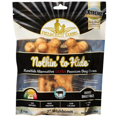 Fieldcrest Farms Nothin' To Hide Ultra Wishbone Dog Treat Beef 7 in, 2 pk 810002633041