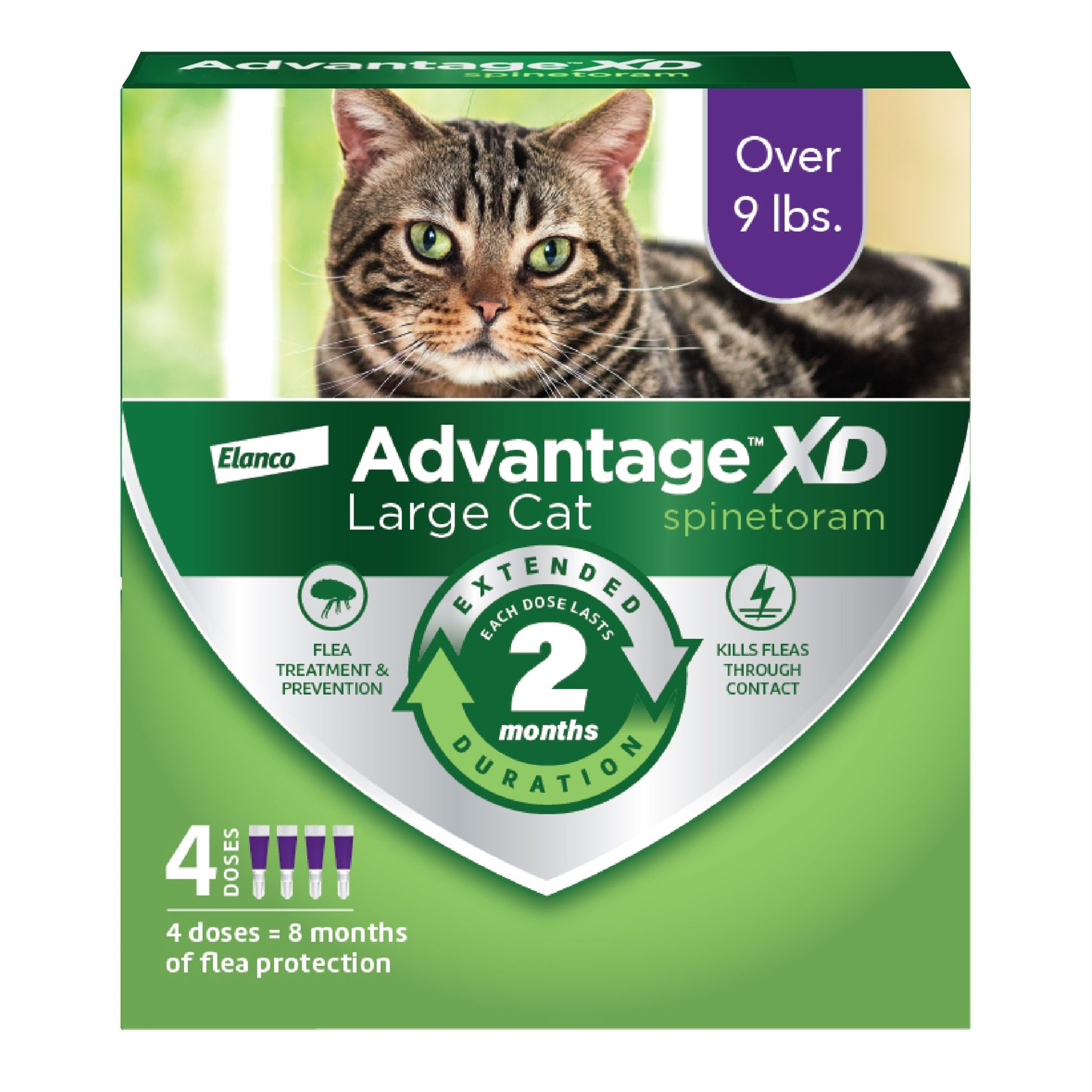 Elanco Advantage XD Topical Flea Protection for Cats 4 doses (8 months of protection) Large Cats (Over 9Lbs) 727804567514