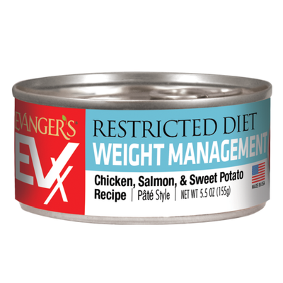 Evanger's EVx Restricted Weight Management Cat Food Chicken, Salmon, & Sweet Potato 24ea/5 oz 077627200946
