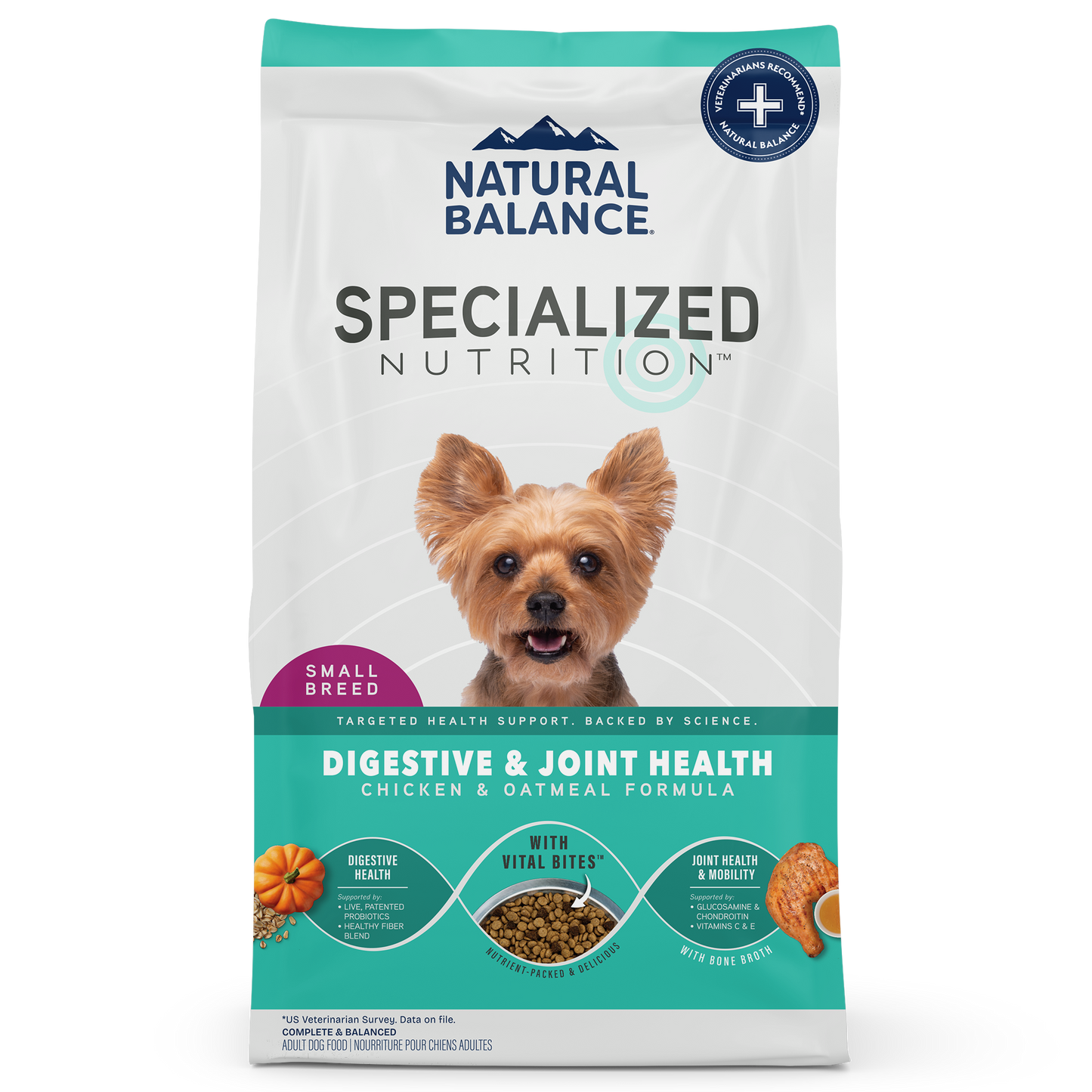 Natural Balance Pet Foods Specialized Small Breed Digestive & Joint Dry Dog Food Chicken & Oatmeal 12 lb 723633007207