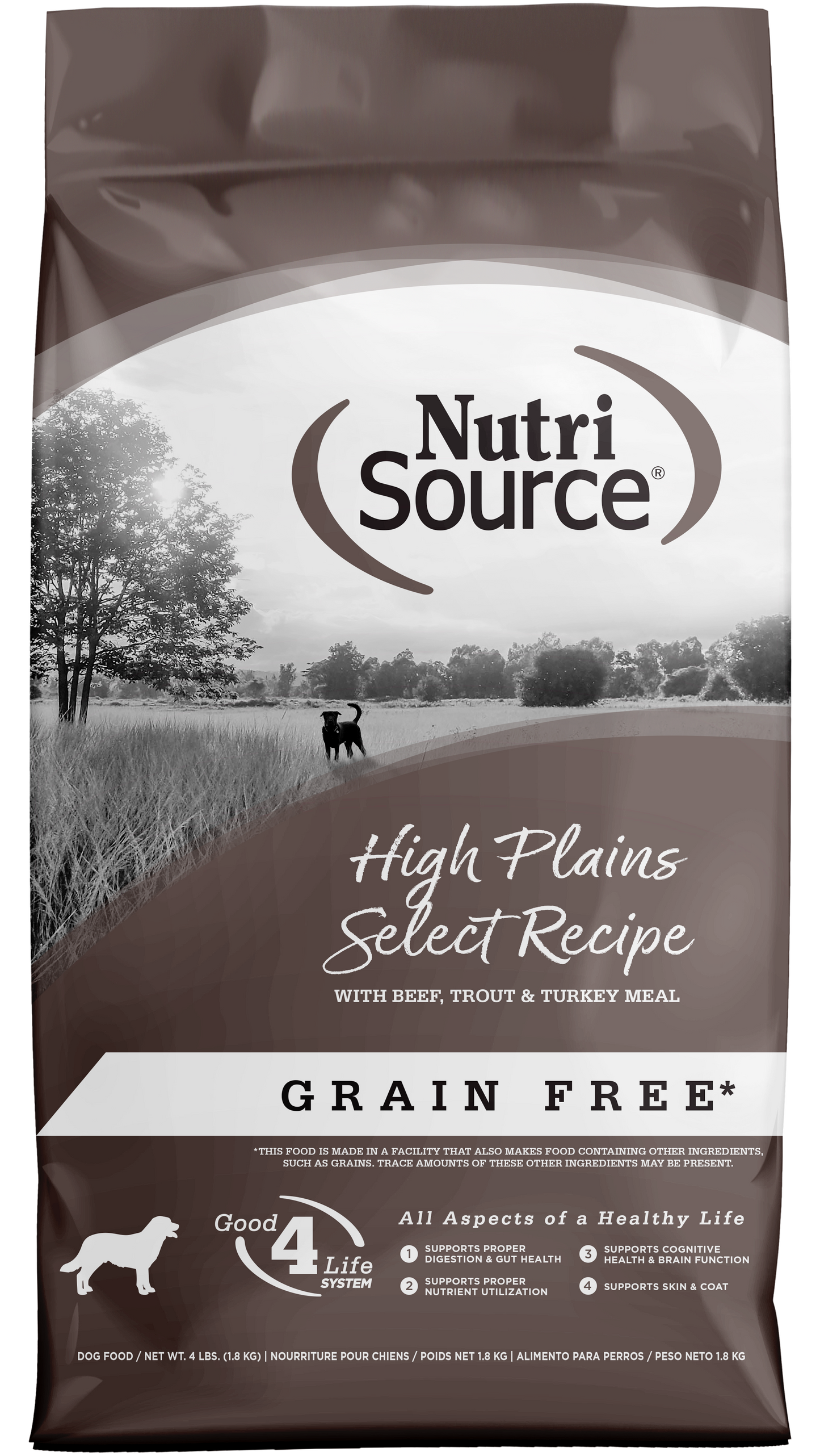 NutriSource Select Recipe Grain Free Dry Dog Food High Plains Select 4 lb 073893297086