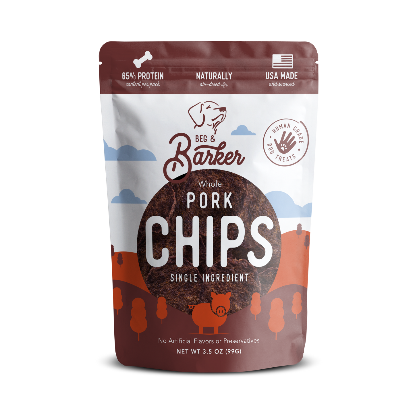 Beg & Barker Pork Heart Chips Dog Treats 3.5 oz 850015093395
