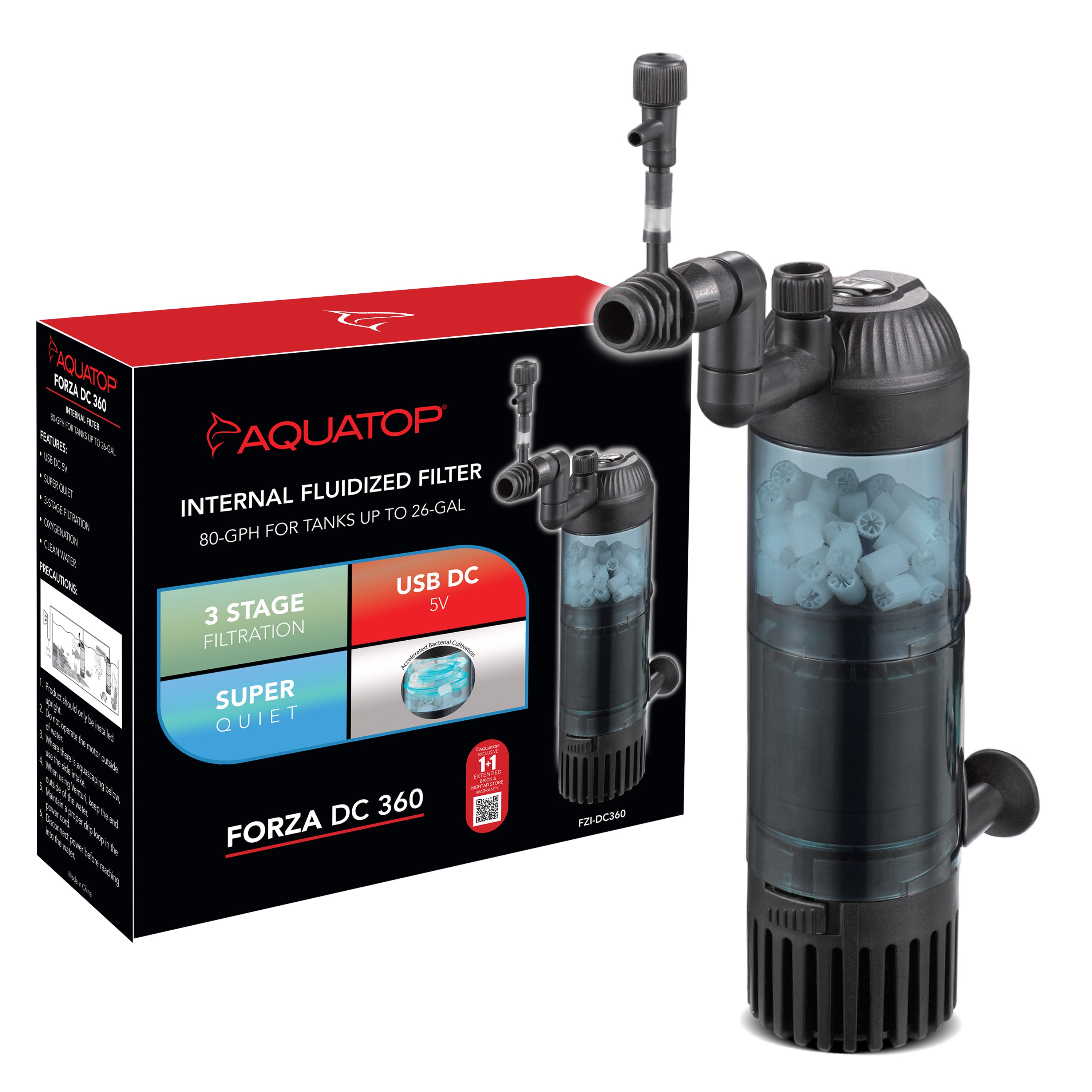 Aquatop Forza DC 360 Internal Fluidized Filter for Tanks up to 26gal 2 ...