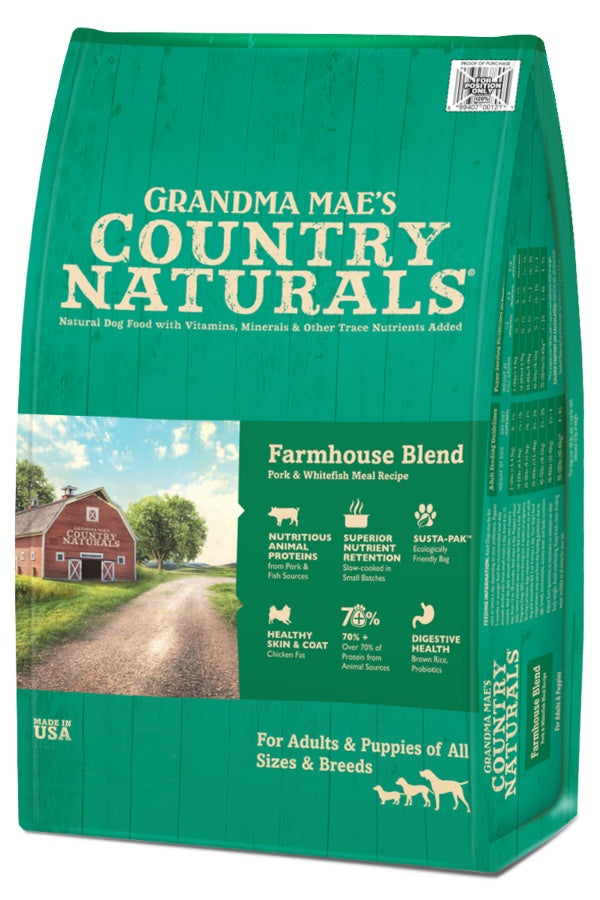 Grandma Mae's Country Naturals Farmhouse Blend Dry Dog Food Pork & Whitefish 24 lb 856235007877