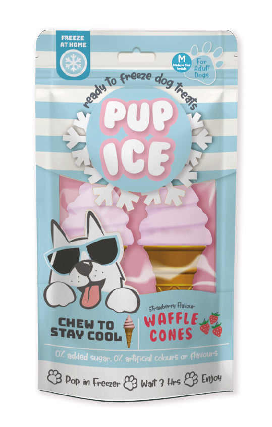 Spot Pup Ice Dog Chew Treat Waffle Cone Strawberry 2 pk 077234072424