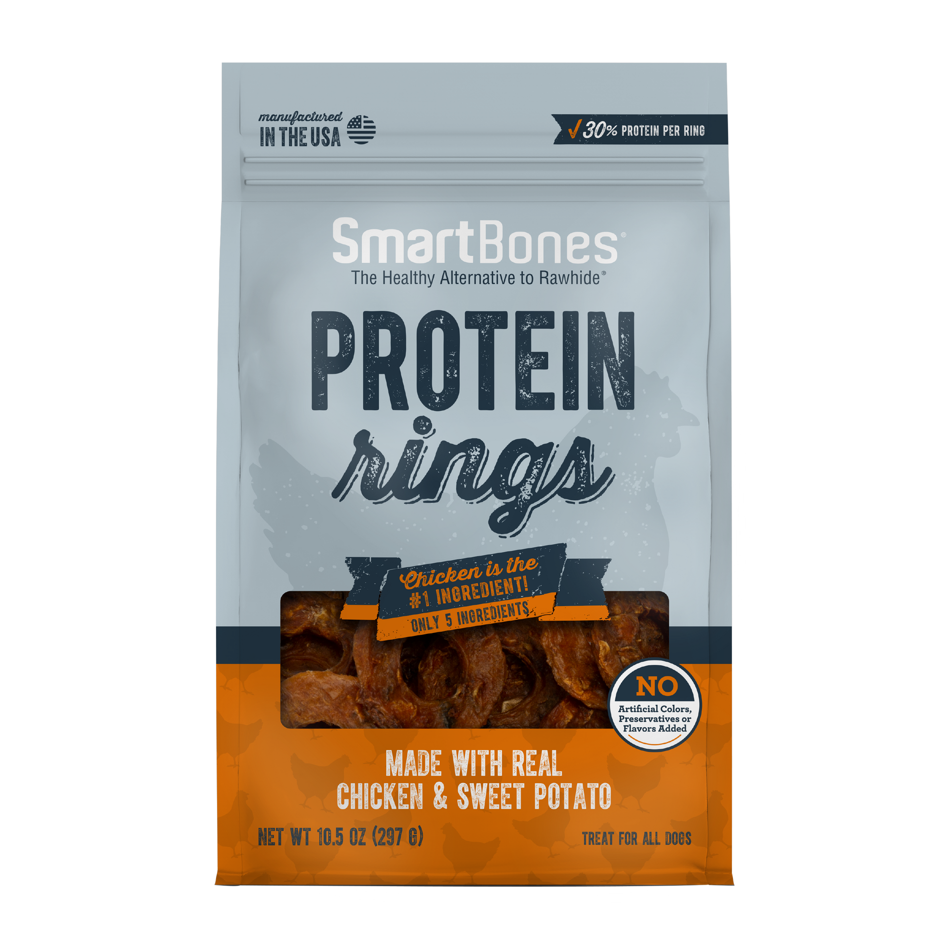 SmartBones Protein Rings Dog Treat Chicken & Sweet Potato 10.5 oz 892383005501