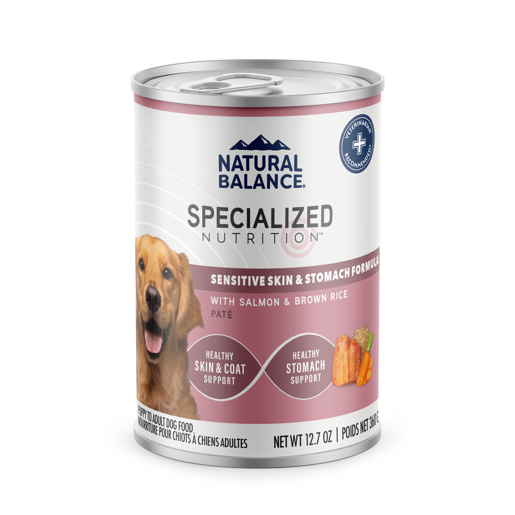 Natural Balance Pet Foods Specialized Sensitive Skin & Stomach Canned Dog Food Salmon & Brown Rice 12ea/12.7 oz 723633007078