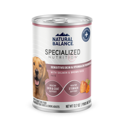Natural Balance Pet Foods Specialized Sensitive Skin & Stomach Canned Dog Food Salmon & Brown Rice 12ea/12.7 oz 723633007078