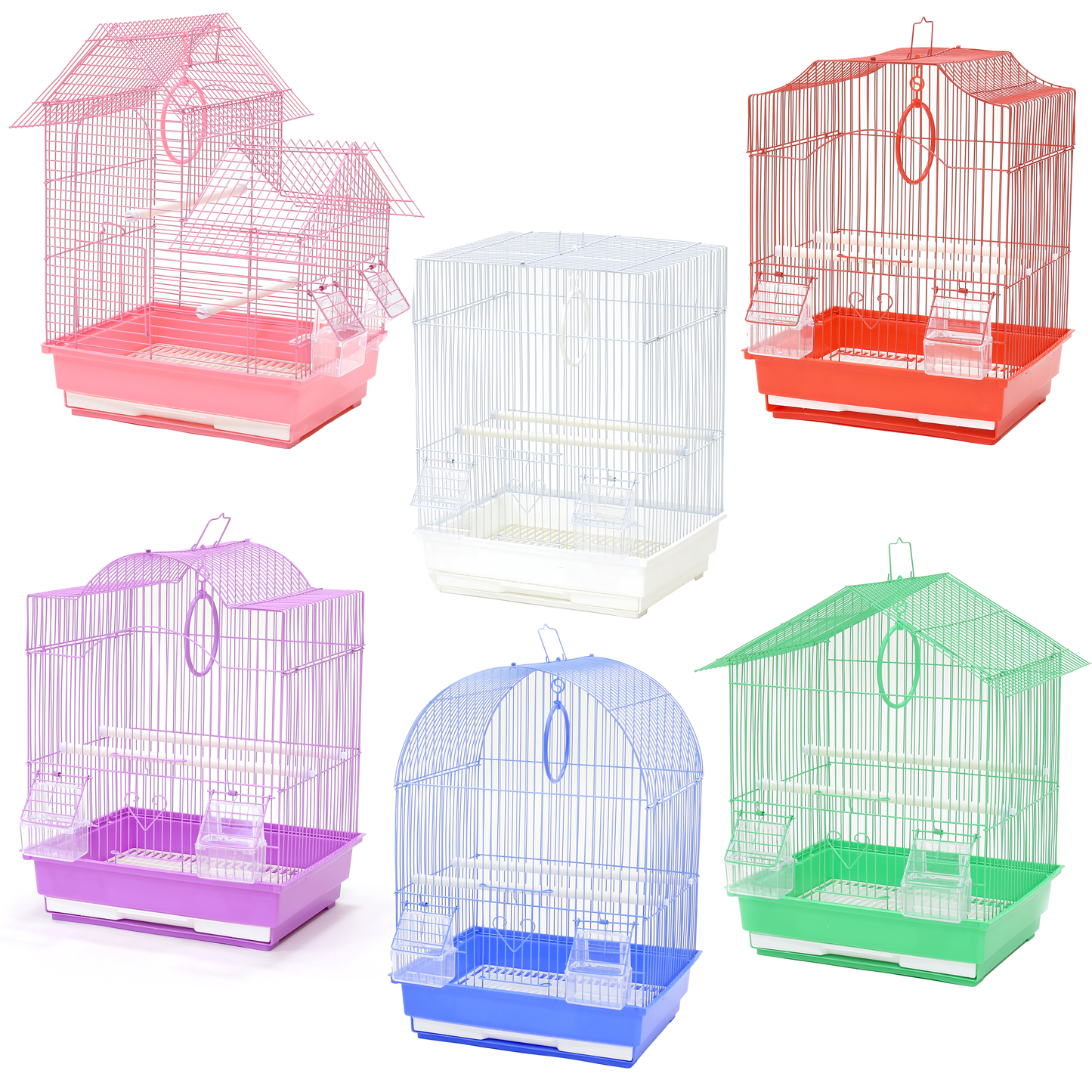 A & E Cages Happy Beaks Bird Cage Variety Pack Assorted Color 6ea/14In X 11In X 18 in, 6 pk 644472014594