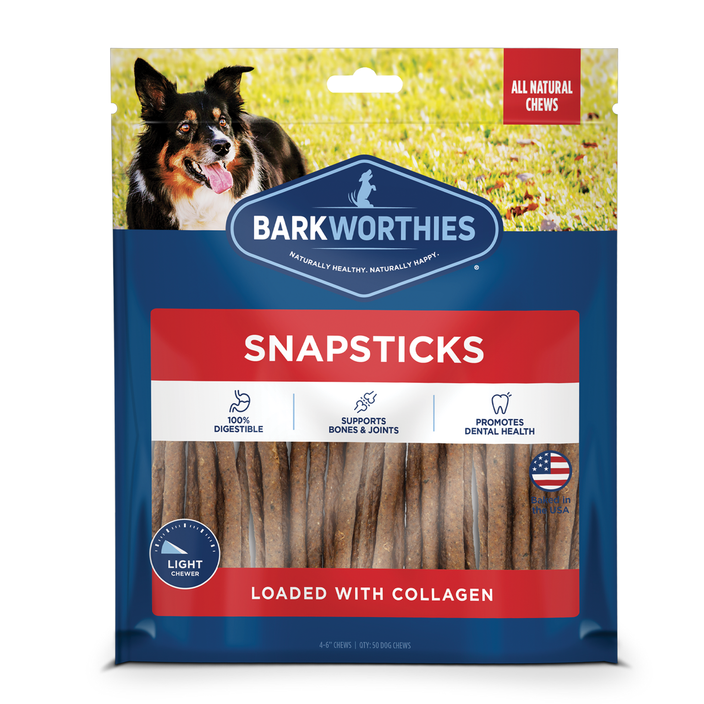 Barkworthies Snapsticks with Collagen Dog Treat 4-6 in 840139126499