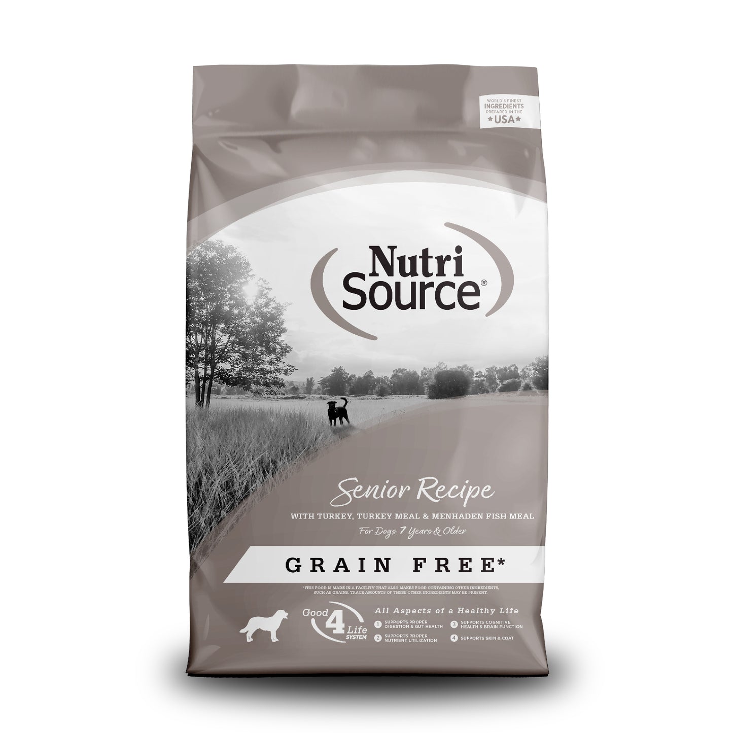 NutriSource Senior Grain Free Dry Dog Food Turkey & Menhaden Fish 26 lb 073893299554