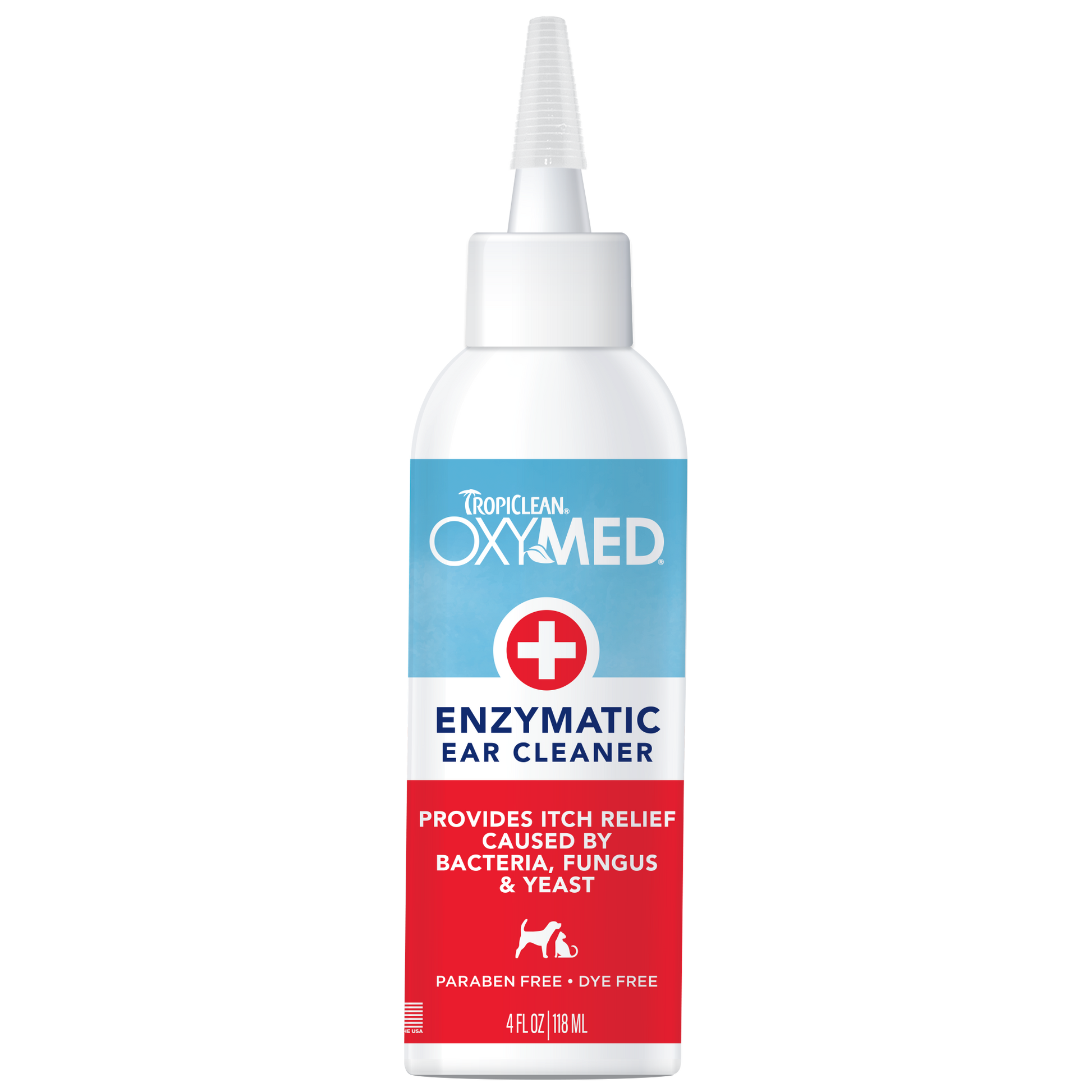 TropiClean OxyMed Enzymatic Ear Cleaner for Pets 4 oz 645095007659