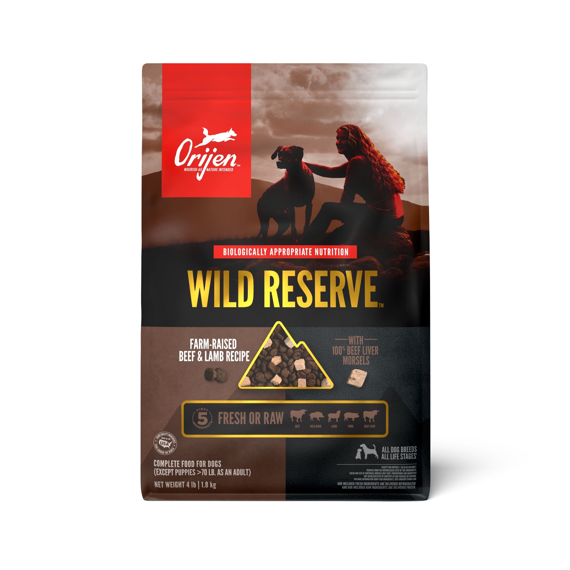Orijen Wild Reserve Dry Dog Food Farm-Raised Beef & Lamb 4 lb 064992728083