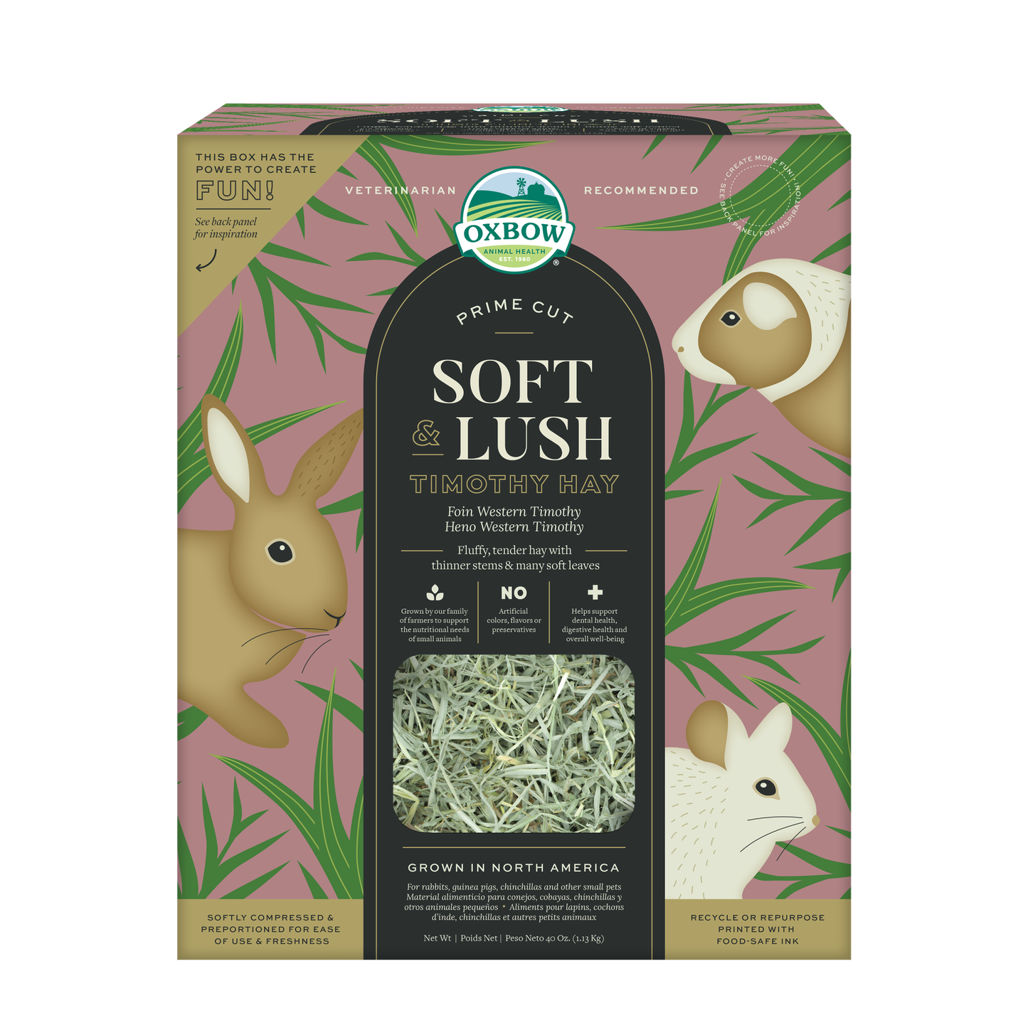 Oxbow Animal Health Prime Cut Soft & Lush Timothy Hay Small Animal Treat 40 oz 744845969183