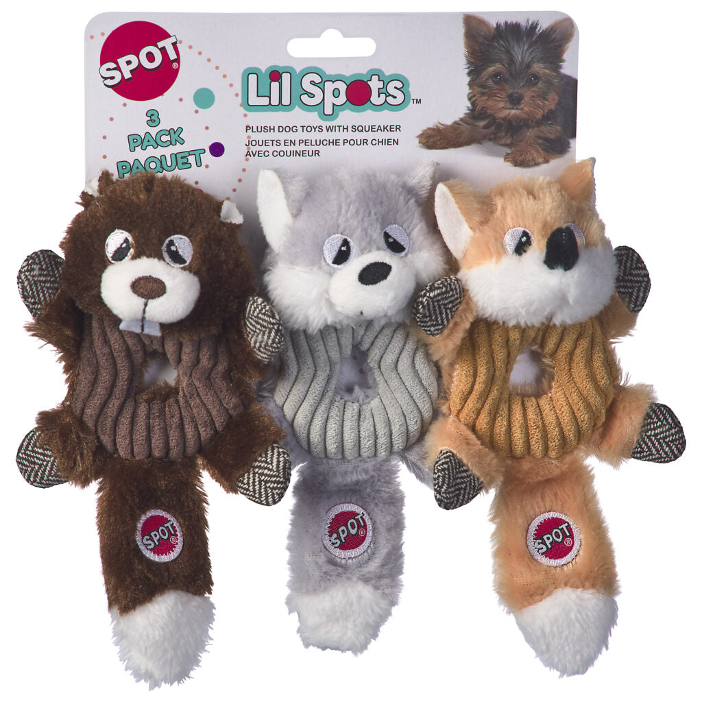Spot Lil Spots Donut Crinklers Dog Toy Assorted Color 7 in, 3 pk 077234549490