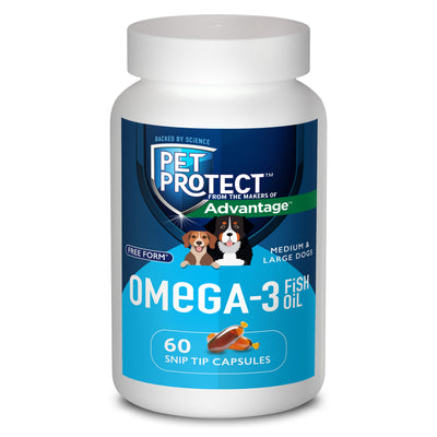 Elanco Pet Protect Advantage Omega-3 Fish Oil Dog Supplement Medium/Large, 60 ct 727804001544