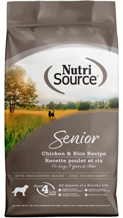 NutriSource Senior Dry Dog Food Chicken & Rice 4 lb 073893265061