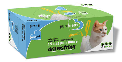 Van Ness Plastics Drawstring Cat Pan Liner White Extra - Giant 15ct