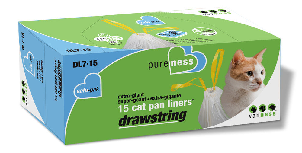 Van Ness Plastics Drawstring Cat Pan Liner White Extra-Giant 15ct