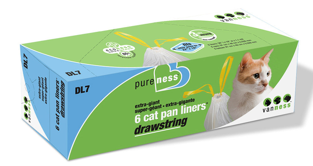 Van Ness Plastics Drawstring Cat Pan Liner White Extra-Giant 6ct