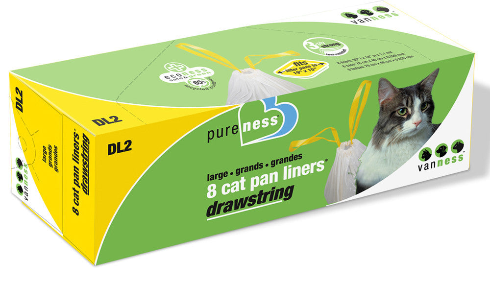 Van Ness Plastics Drawstring Cat Pan Liner White LG 8ct