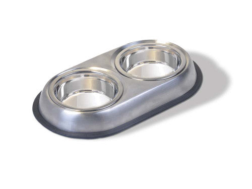 Van Ness Plastics Heavyweight Stainless Steel Double Dish Silver SM 16oz - Dog