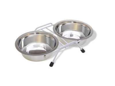 Van Ness Plastics Stainless Steel Double Dish w/Wire Rack Silver 16oz - Dog