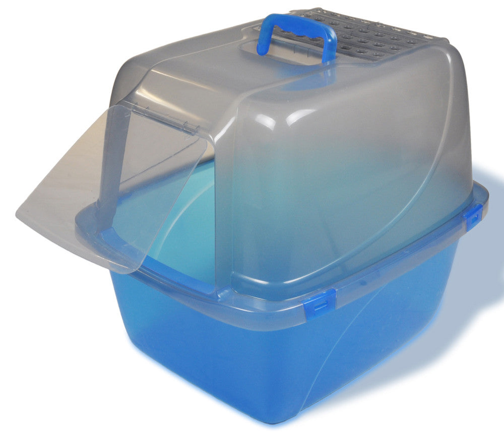 Van Ness Plastics Translucent Enclosed Cat Litter Box Blue Extra-Giant