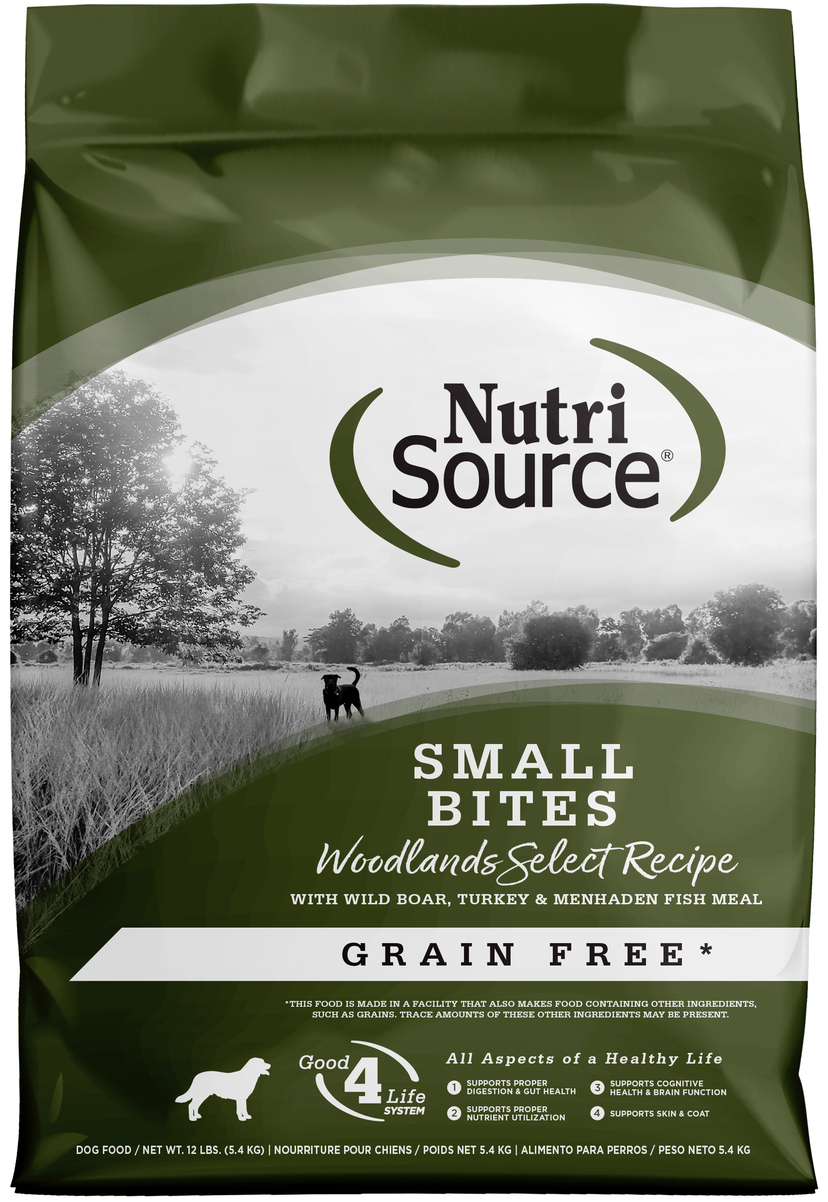 NutriSource Select Recipe Small Bites Grain Free Dry Dog Food Woodlands Select 12 lb 073893299882