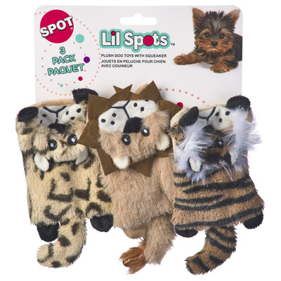 Spot Lil Spots Flat Cats Dog Toy Assorted Color 5 in, 3 pk 077234549506