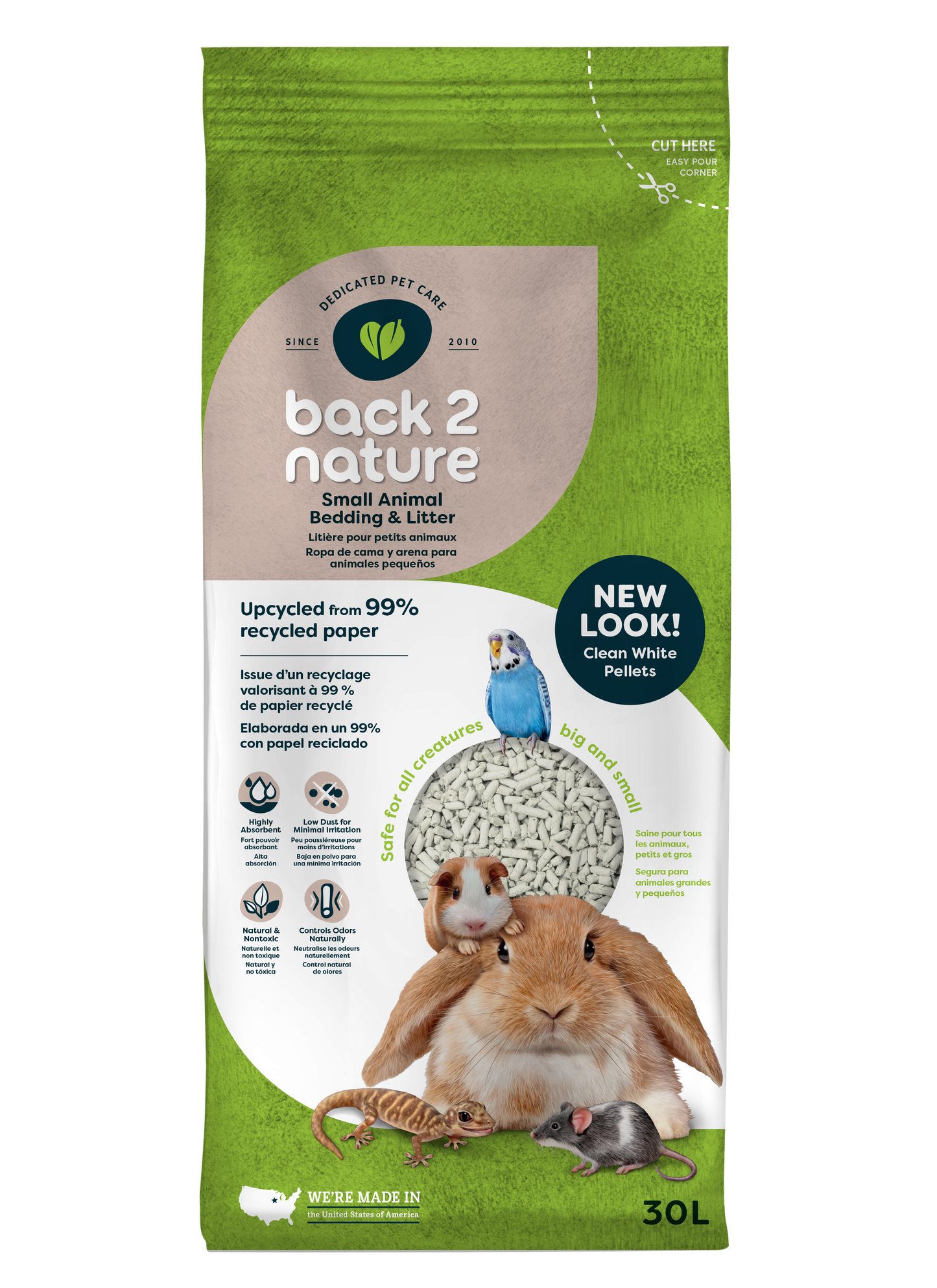 Back 2 Nature Small Animal Bedding & Litter 30 l 840673102225