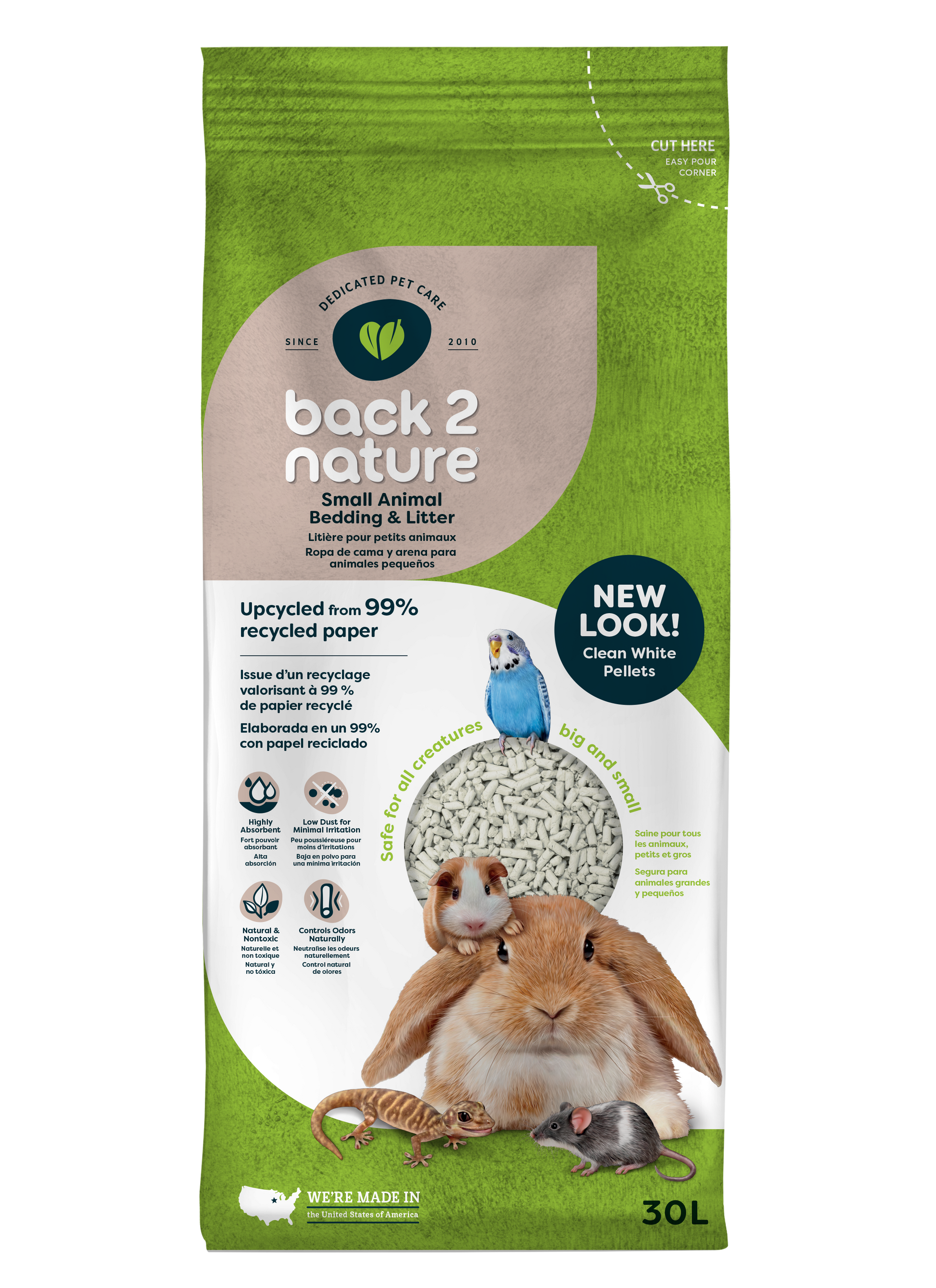 Back 2 Nature Small Animal Bedding & Litter 30 l 840673102225