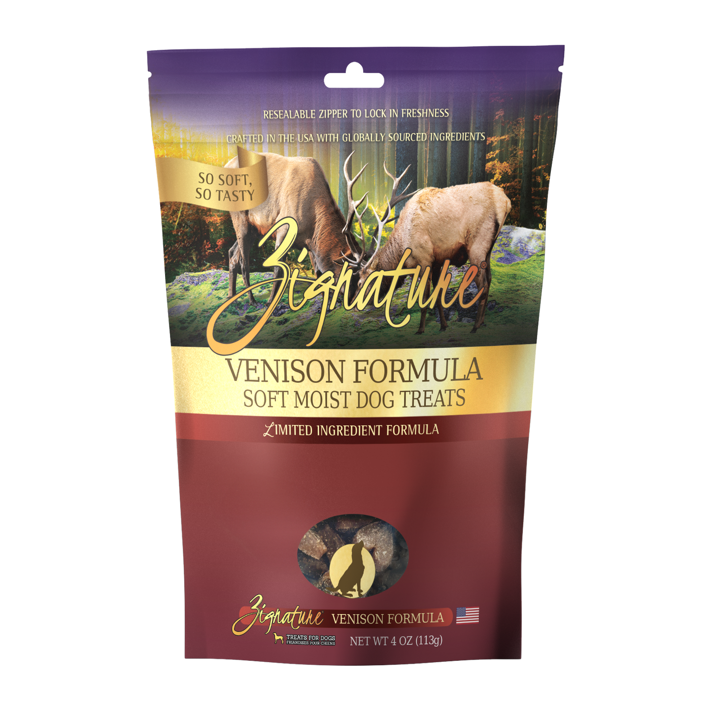 Zignature Venison Soft Moist Treats For Dog 4 oz