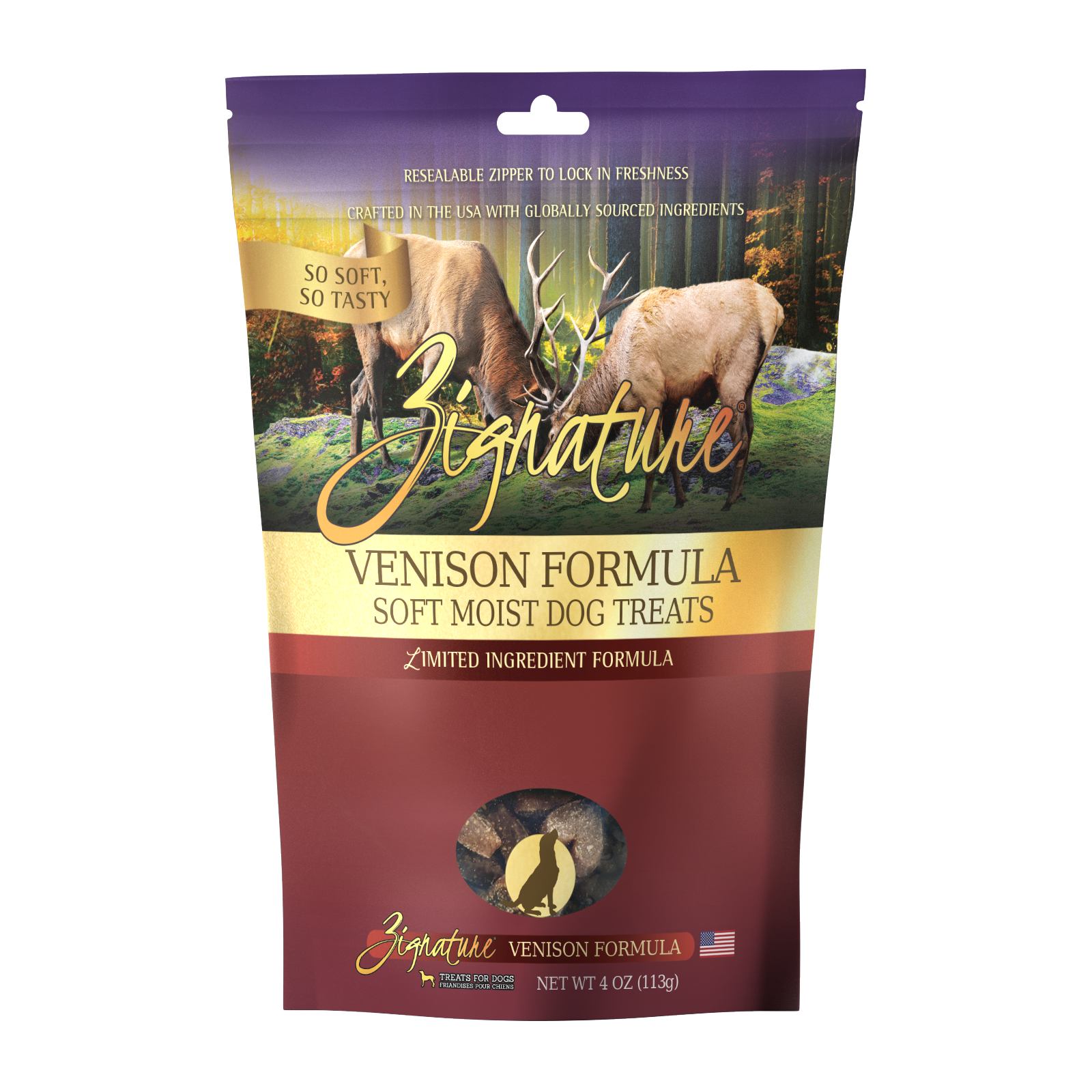 Zignature Venison Soft Moist Treats For Dog 4 oz