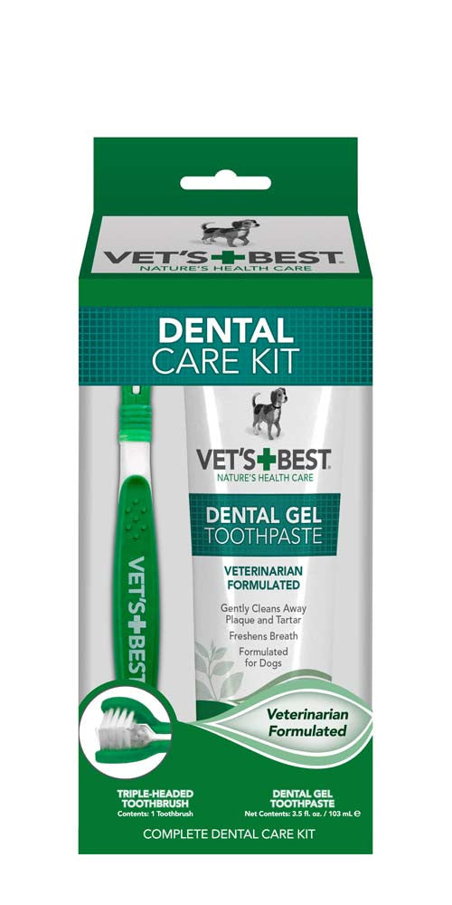 Vet's Best Dental Care Kit with Toothbrush and Gel for Dogs Toothpaste: 3.5 oz