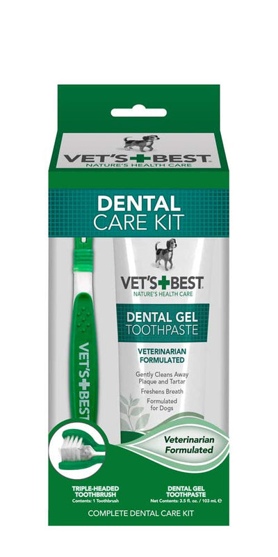 Vet's Best Dental Care Kit with Toothbrush and Gel for Dogs Toothpaste: 3.5 oz